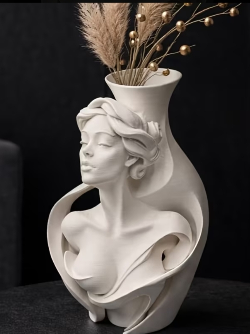 Matte White Female Bust Vase Sculpture - Contemporary Home Art